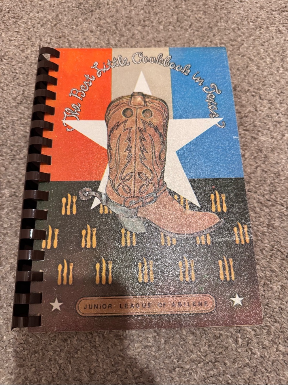 Vintage  the best little cookbook in texas- boot cover junior league